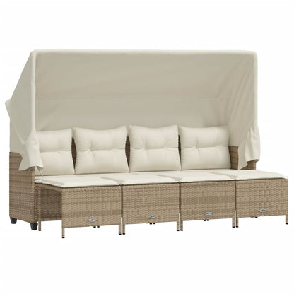 Set Divano da Giardino 5 pz con Cuscini Beige in Polyrattan - homemem39