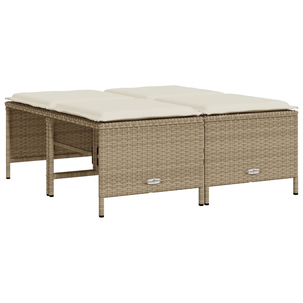 Set Divano da Giardino 5 pz con Cuscini Beige in Polyrattan