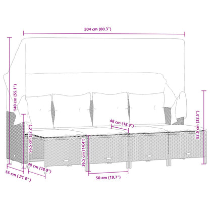 Set Divano da Giardino 5 pz con Cuscini Beige in Polyrattan