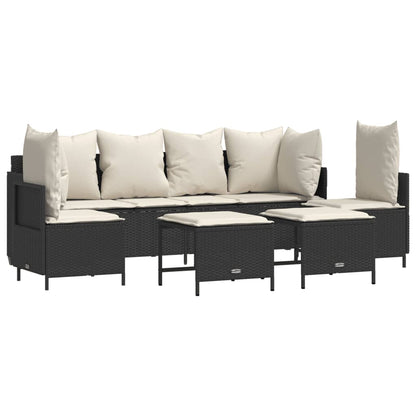 Set Divani da Giardino 5 pz con Cuscini in Polyrattan Nero - homemem39