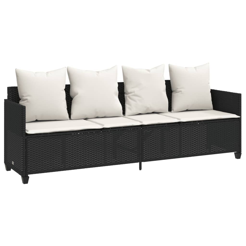 Set Divani da Giardino 5 pz con Cuscini in Polyrattan Nero - homemem39