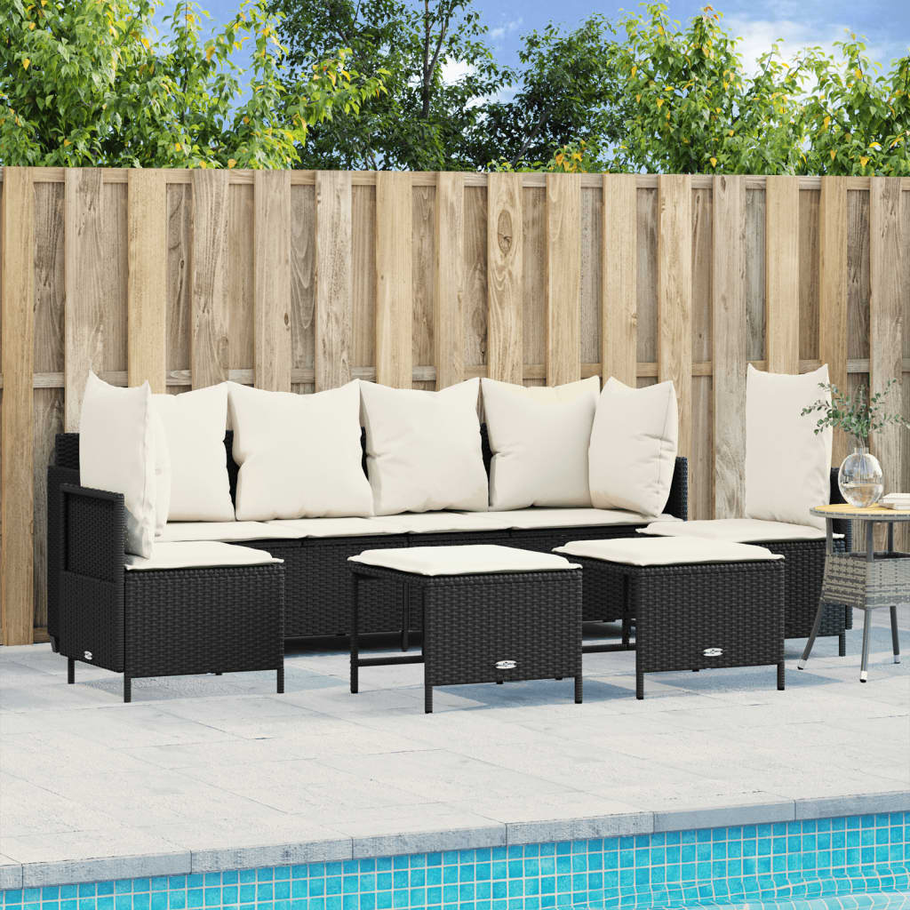 Set Divani da Giardino 5 pz con Cuscini in Polyrattan Nero - homemem39