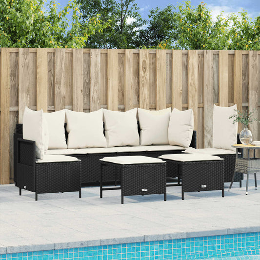 Set Divani da Giardino 5 pz con Cuscini in Polyrattan Nero - homemem39