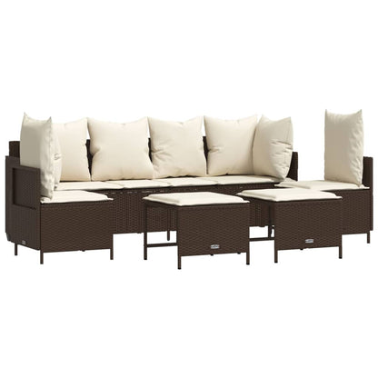 Set Divano da Giardino 5 pz con Cuscini Marrone in Polyrattan - homemem39