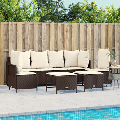 Set Divano da Giardino 5 pz con Cuscini Marrone in Polyrattan - homemem39