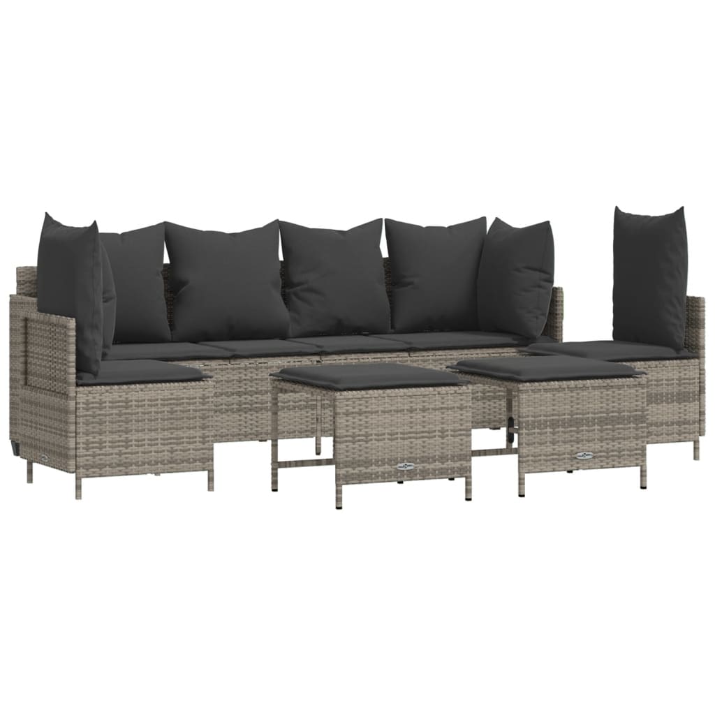 Set Divano da Giardino 5 pz con Cuscini Grigio in Polyrattan - homemem39