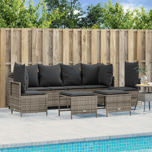 Set Divano da Giardino 5 pz con Cuscini Grigio in Polyrattan - homemem39