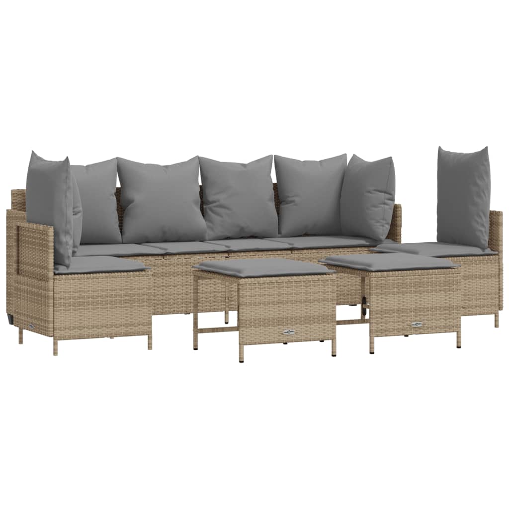 Set Divano da Giardino 5 pz con Cuscini Beige in Polyrattan - homemem39