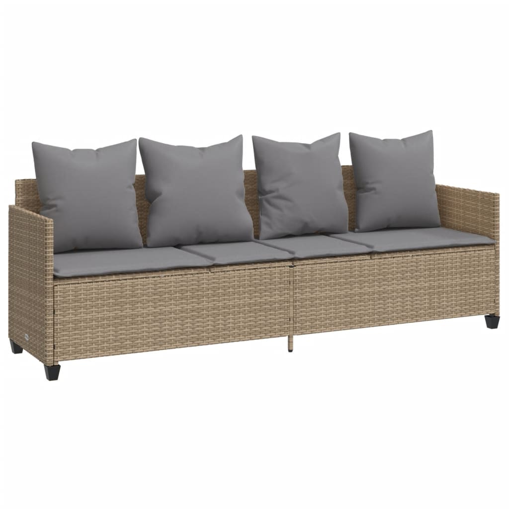 Set Divano da Giardino 5 pz con Cuscini Beige in Polyrattan - homemem39