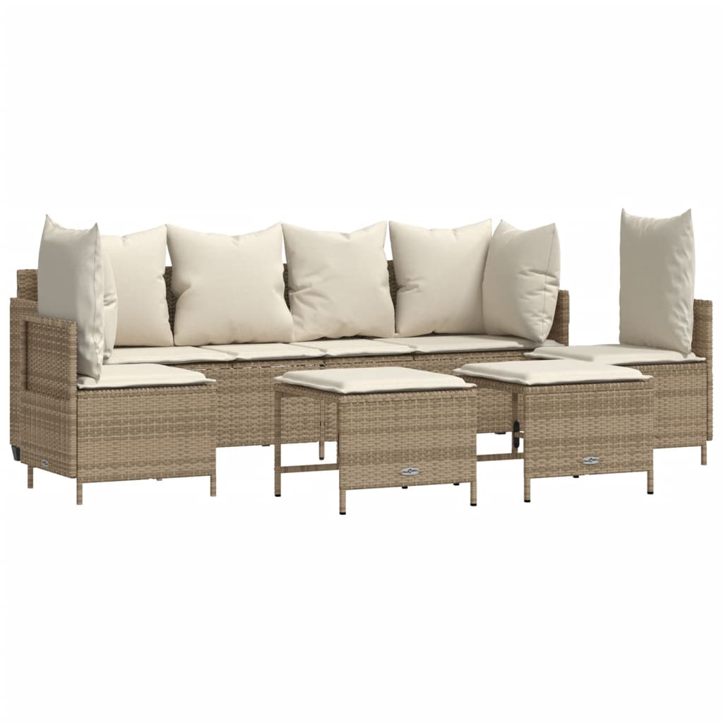 Set Divano da Giardino 5 pz con Cuscini Beige in Polyrattan - homemem39