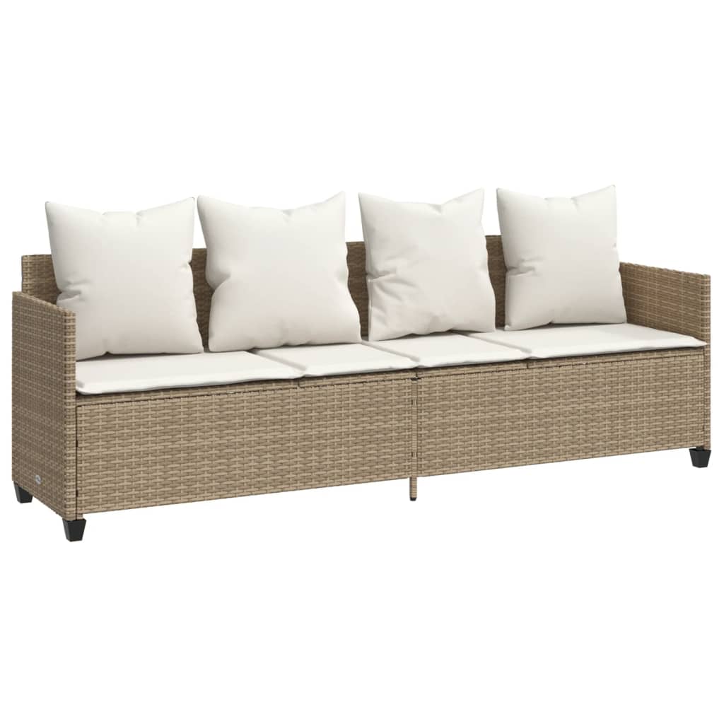 Set Divano da Giardino 5 pz con Cuscini Beige in Polyrattan - homemem39