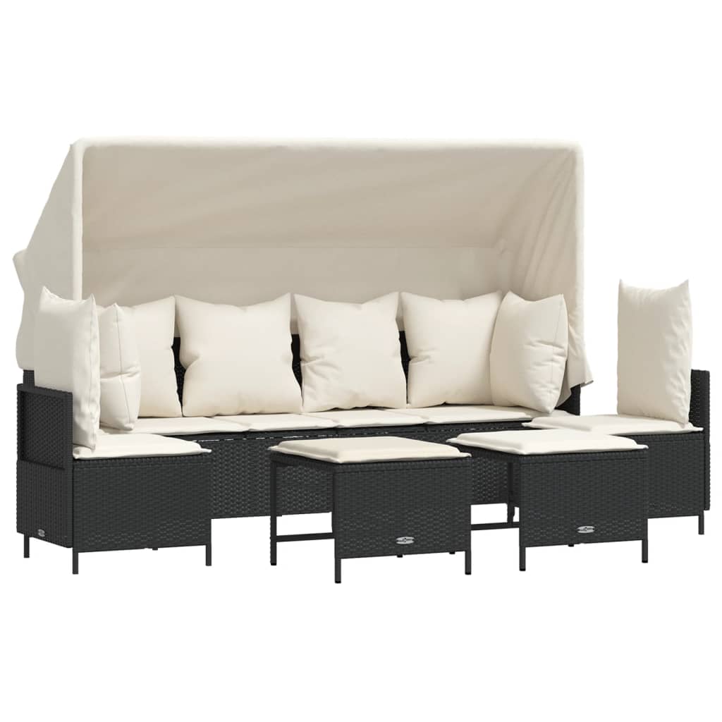 Set Divani da Giardino 5 pz con Cuscini in Polyrattan Nero - homemem39
