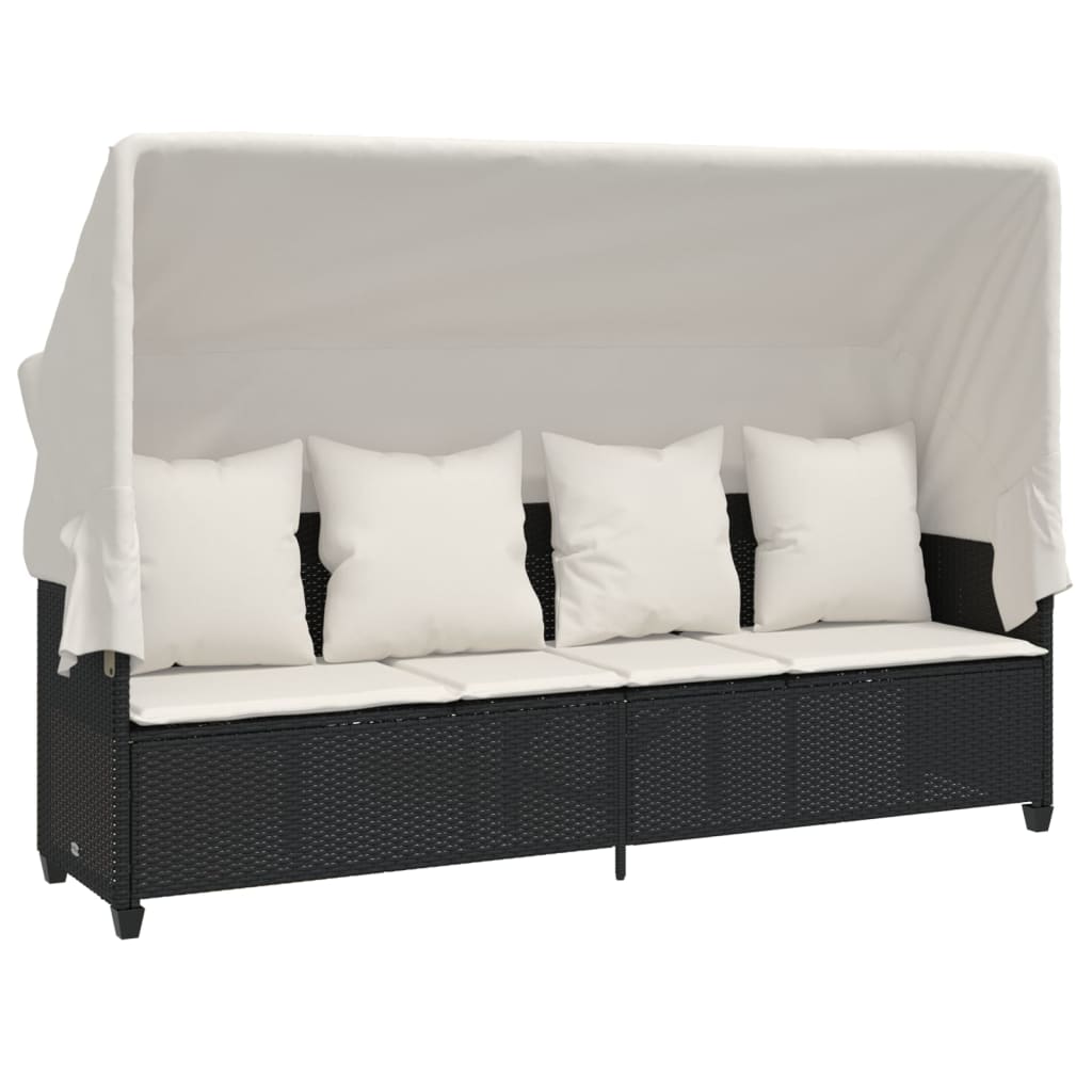 Set Divani da Giardino 5 pz con Cuscini in Polyrattan Nero - homemem39