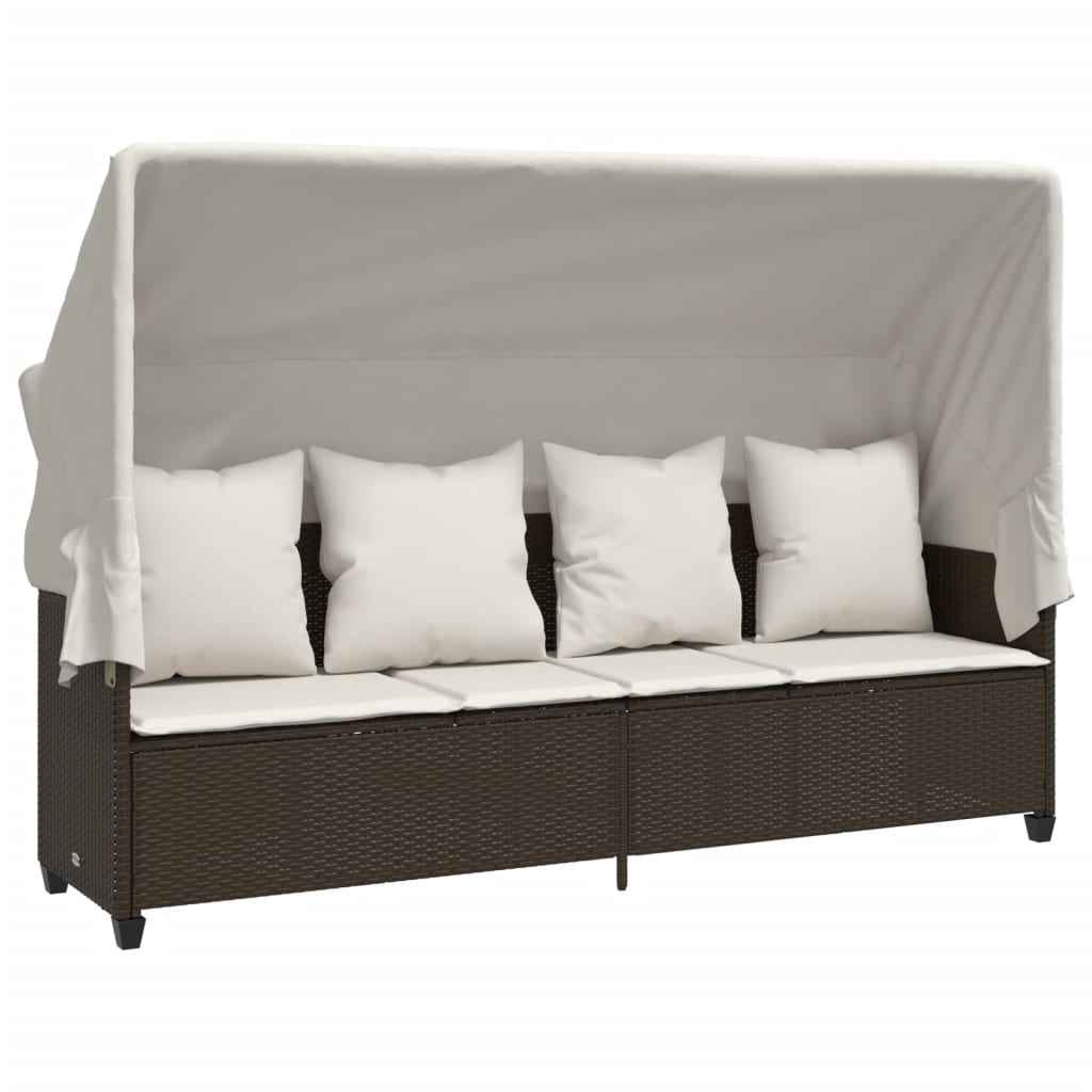Set Divano da Giardino 5 pz con Cuscini Marrone in Polyrattan - homemem39