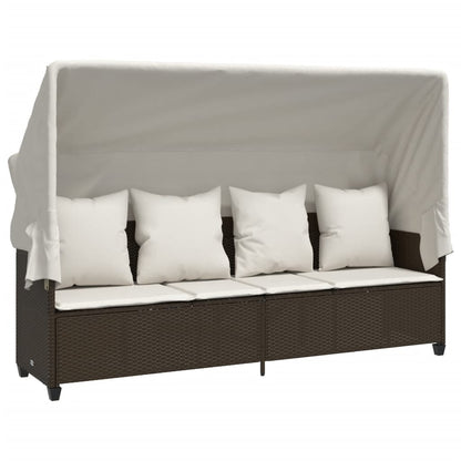 Set Divano da Giardino 5 pz con Cuscini Marrone in Polyrattan - homemem39