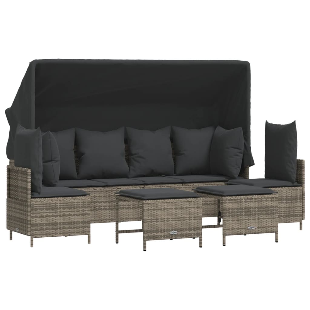 Set Divano da Giardino 5 pz con Cuscini Grigio in Polyrattan - homemem39