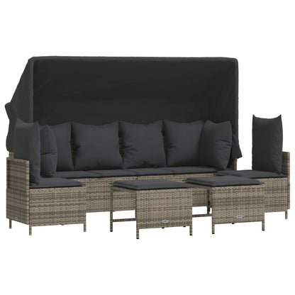Set Divano da Giardino 5 pz con Cuscini Grigio in Polyrattan - homemem39