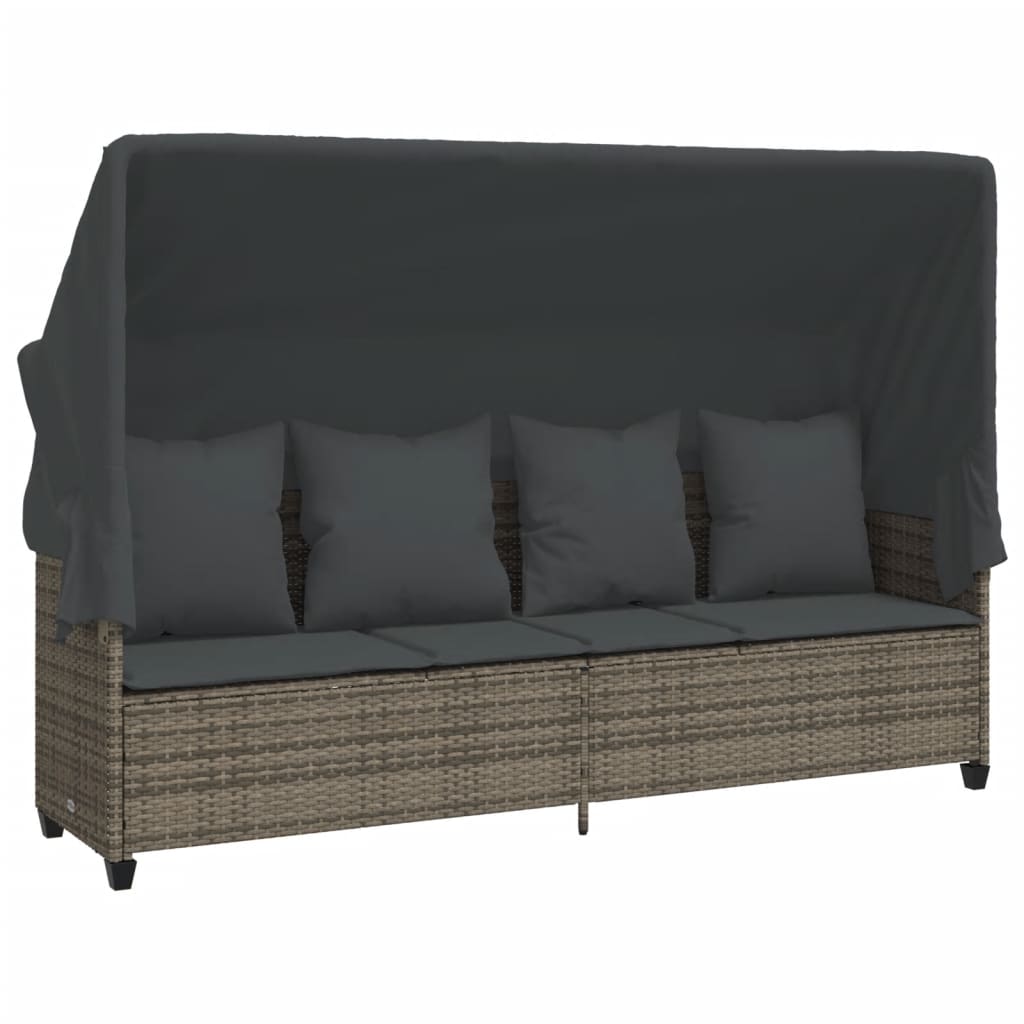 Set Divano da Giardino 5 pz con Cuscini Grigio in Polyrattan - homemem39