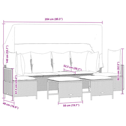 Set Divano da Giardino 5 pz con Cuscini Grigio in Polyrattan