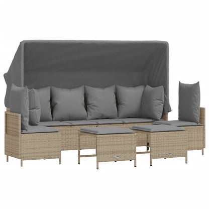 Set Divano da Giardino 5 pz con Cuscini Beige in Polyrattan - homemem39