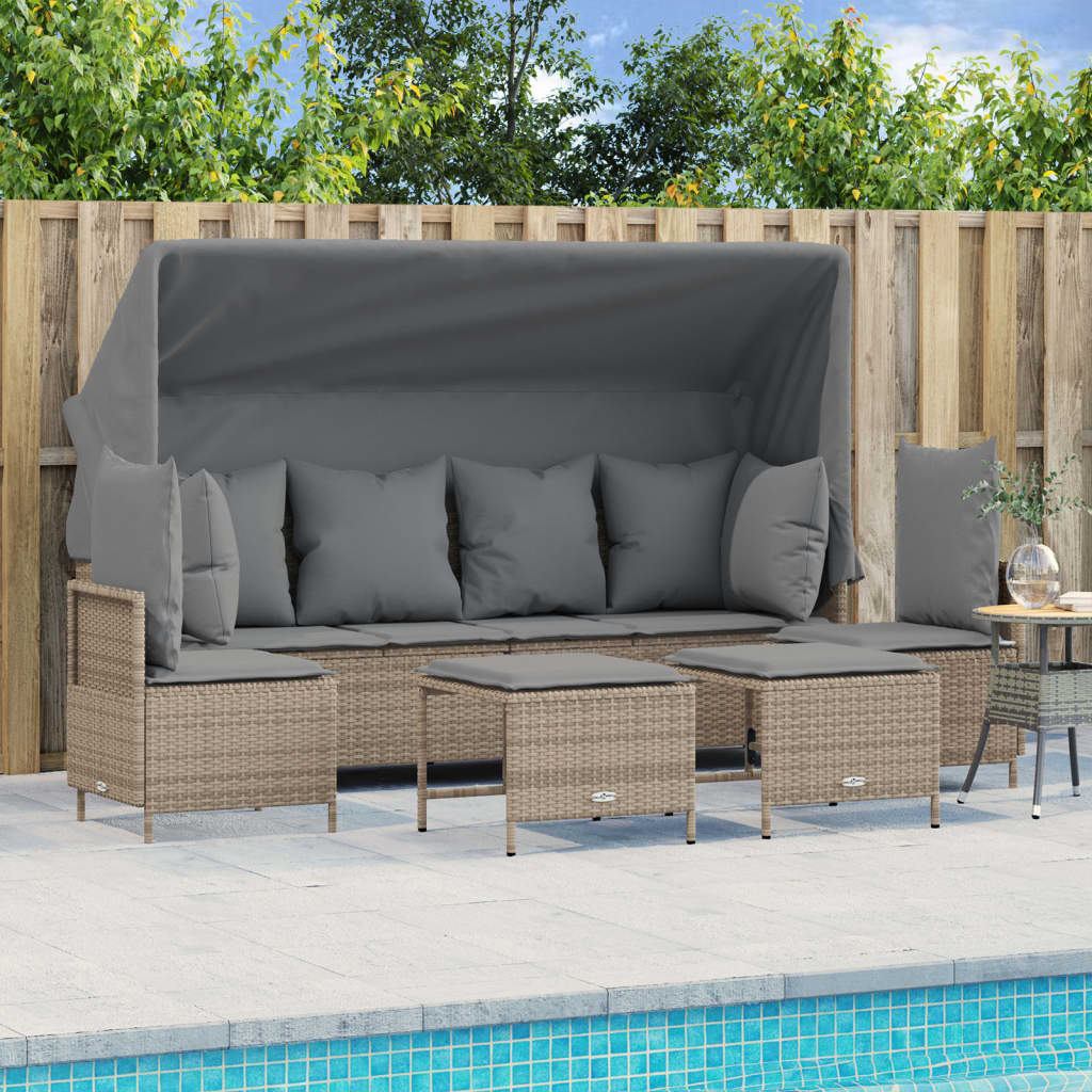 Set Divano da Giardino 5 pz con Cuscini Beige in Polyrattan - homemem39