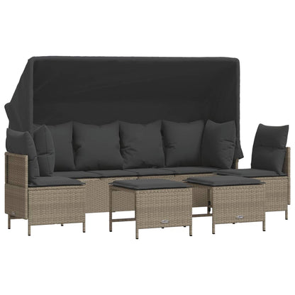 Set Divano da Giardino 5pz con Cuscini Grigio Chiaro Polyrattan - homemem39