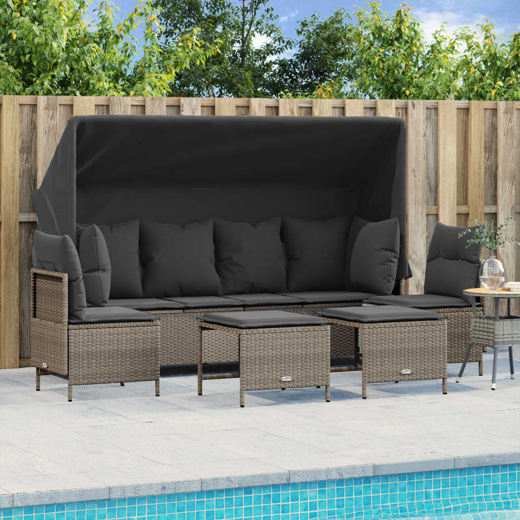 Set Divano da Giardino 5pz con Cuscini Grigio Chiaro Polyrattan - homemem39