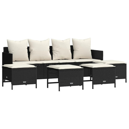 Set Divani da Giardino 5 pz con Cuscini in Polyrattan Nero - homemem39