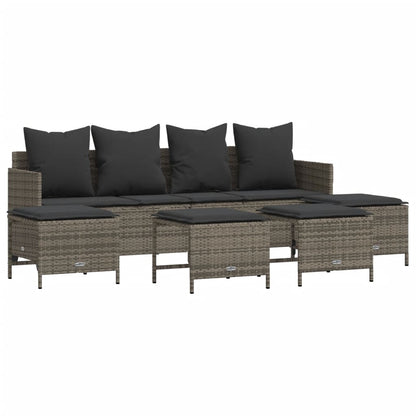 Set Divano da Giardino 5 pz con Cuscini Grigio in Polyrattan - homemem39