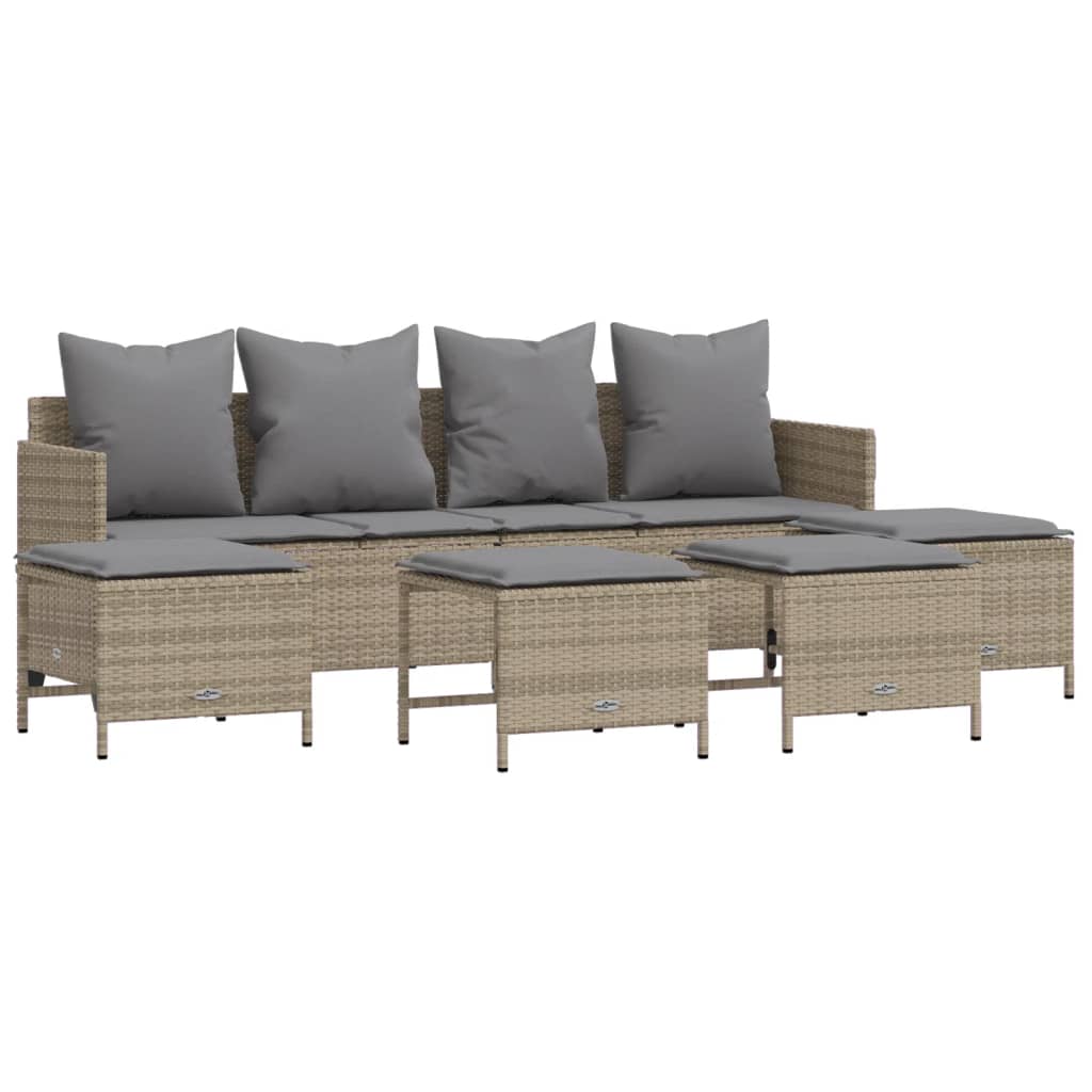 Set Divano da Giardino 5 pz con Cuscini Beige in Polyrattan - homemem39