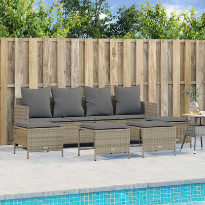 Set Divano da Giardino 5 pz con Cuscini Beige in Polyrattan - homemem39