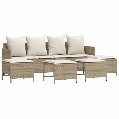 Set Divano da Giardino 5 pz con Cuscini Beige in Polyrattan - homemem39