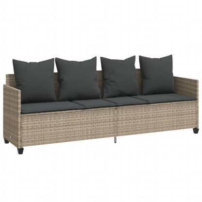 5pc Garden Sofa Set with Light Gray Polyrattan Cushions