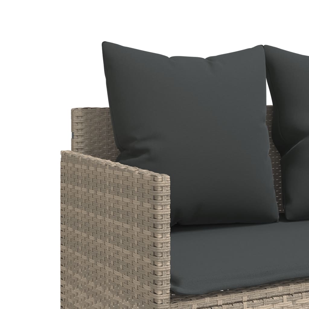 5pc Garden Sofa Set with Light Gray Polyrattan Cushions