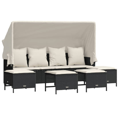 Set Divani da Giardino 5 pz con Cuscini in Polyrattan Nero - homemem39