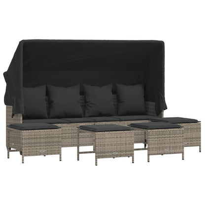 Set Divano da Giardino 5 pz con Cuscini Grigio in Polyrattan - homemem39