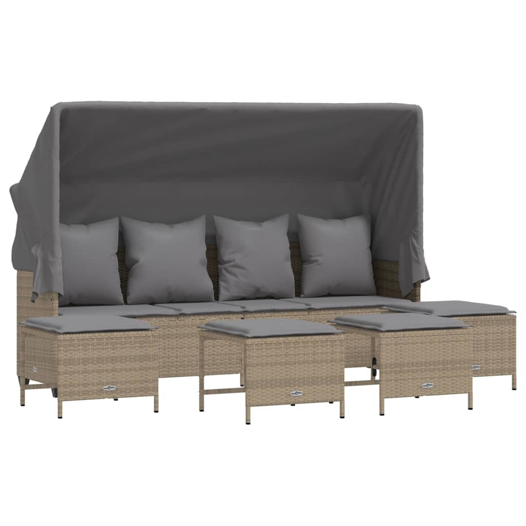 Set Divano da Giardino 5 pz con Cuscini Beige in Polyrattan - homemem39