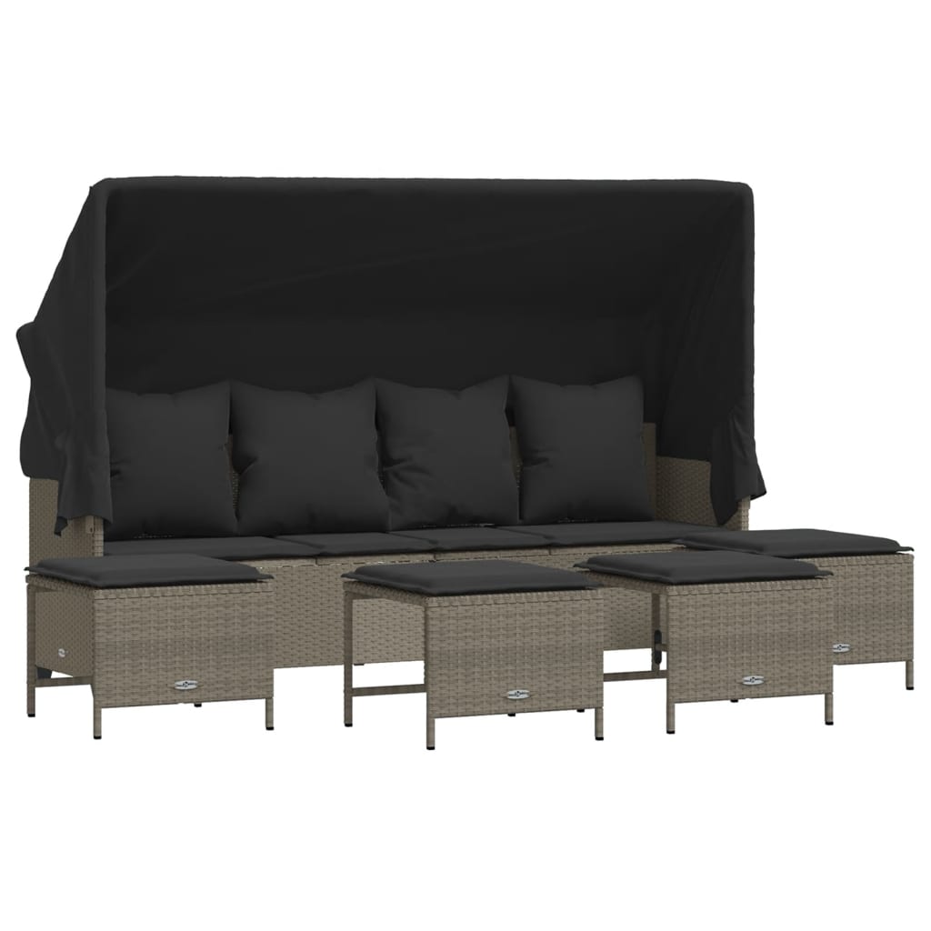 Set Divano da Giardino 5pz con Cuscini Grigio Chiaro Polyrattan - homemem39