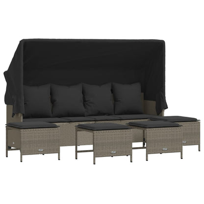 Set Divano da Giardino 5pz con Cuscini Grigio Chiaro Polyrattan - homemem39