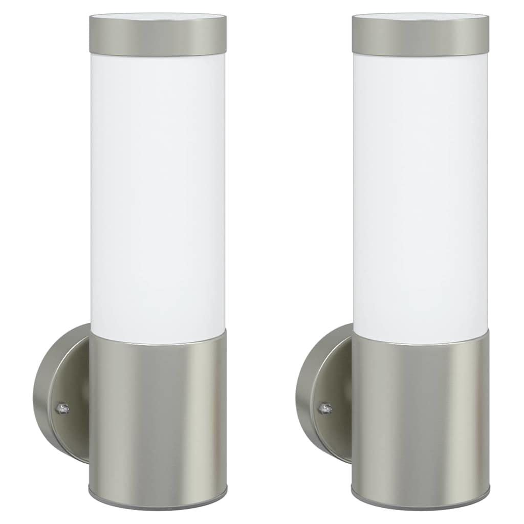 Lampada da Parete Esterna 2 pcs Argento 12 x 8,5 x 27 cm