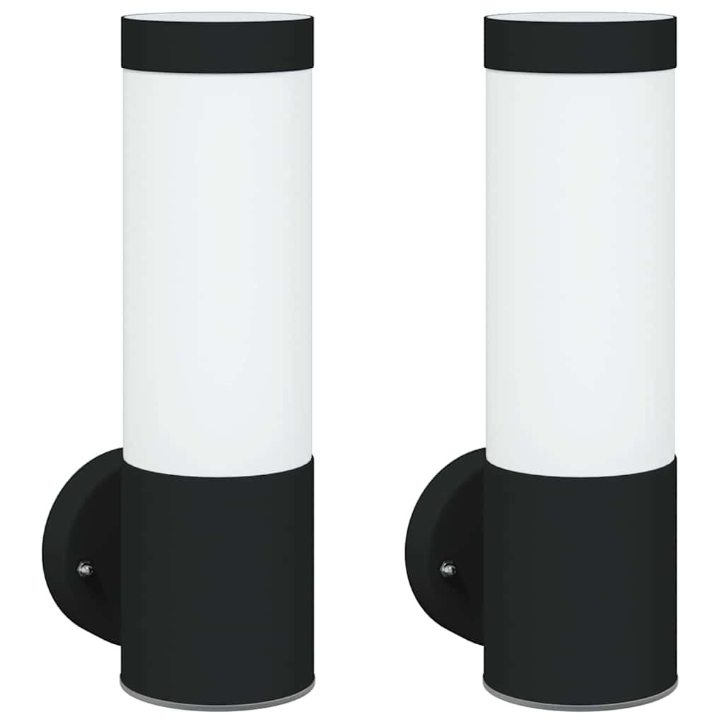 Lampade da Parete Esterne 2 pcs Nero 12 x 7.5 x 27 cm - homemem39