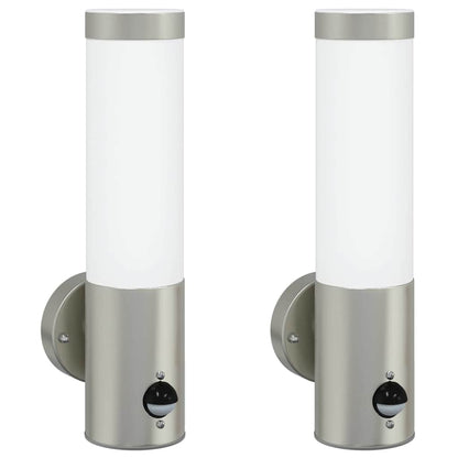 Lampade da Parete Esterne 2 pcs Argento 12 x 7.5 x 29 cm