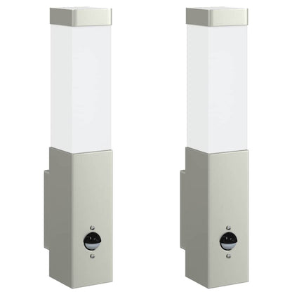 Lampada da Parete Esterna 2 pcs Argento 10.5 x 6 x 33 cm