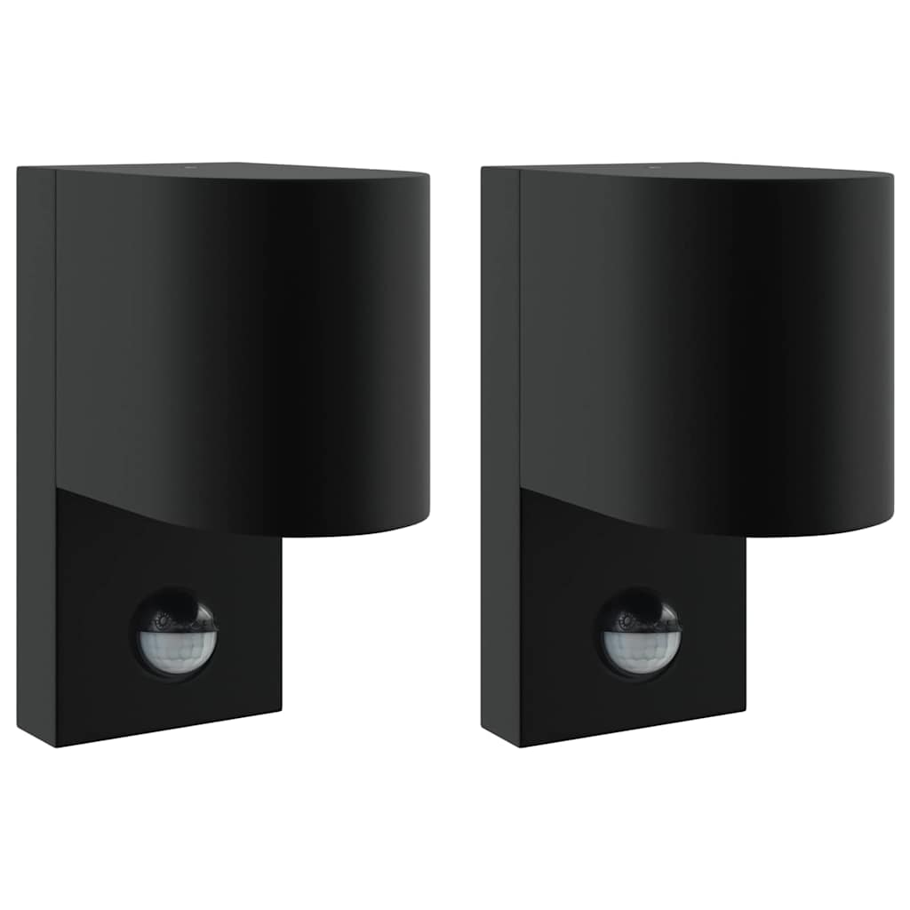 Lampade da Parete Esterne 2 pcs Nero 12 x 7 x 15 cm - homemem39