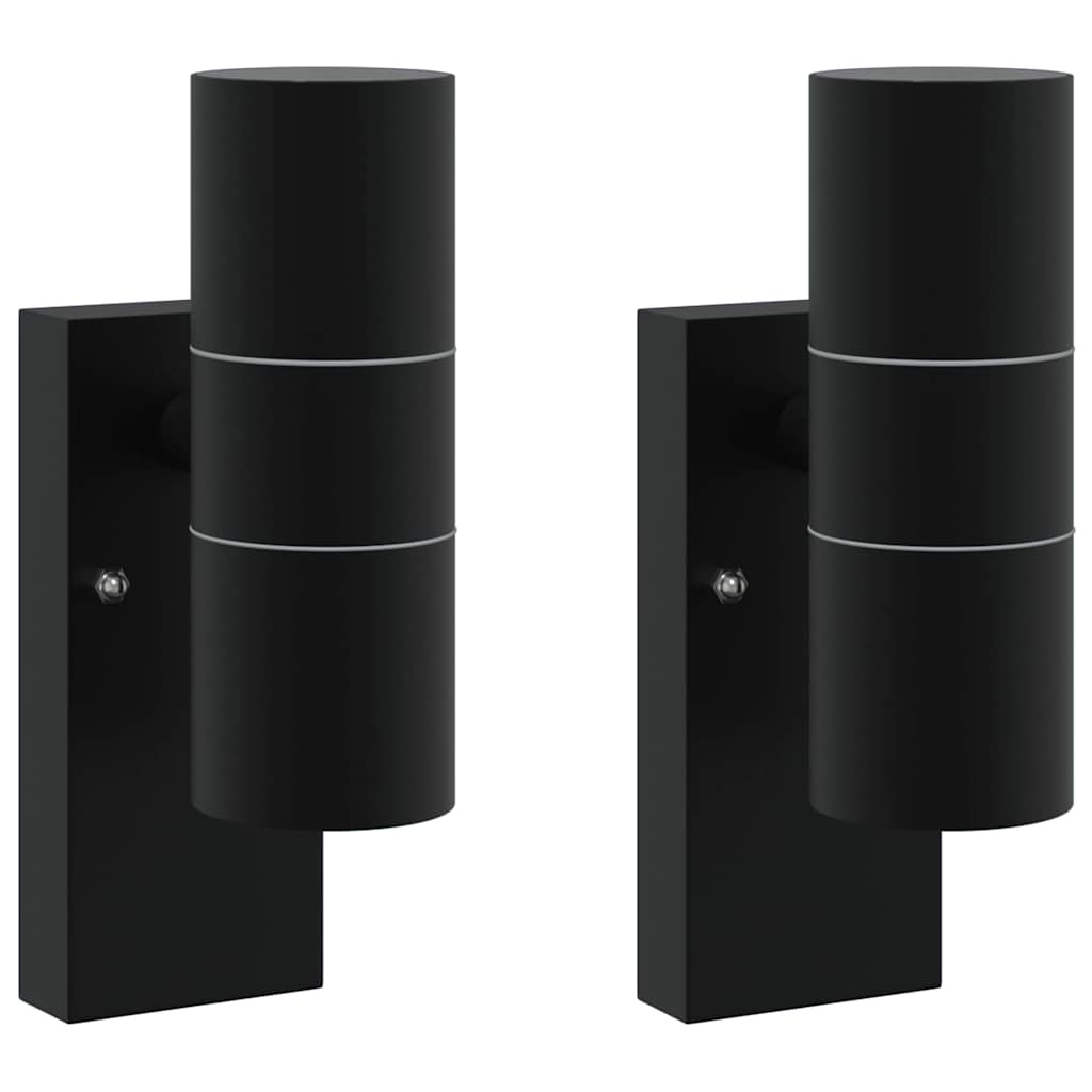 Lampade da Parete Esterne 2 pcs Nero 7 x 10 x 22 cm - homemem39