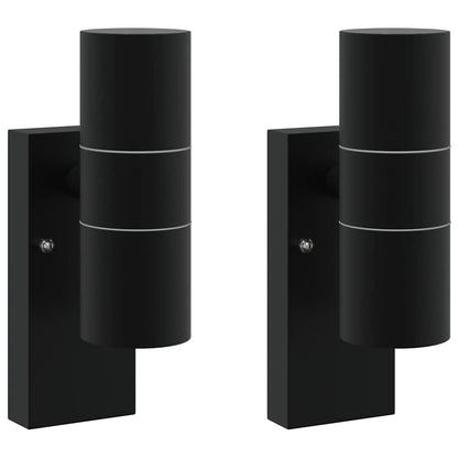Lampade da Parete Esterne 2 pcs Nero 7 x 10 x 22 cm - homemem39