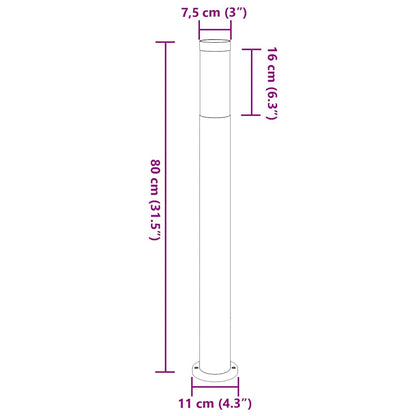 Lampioni a palo 3 pz 80 cm Acciaio Inox IP44 | homemem39