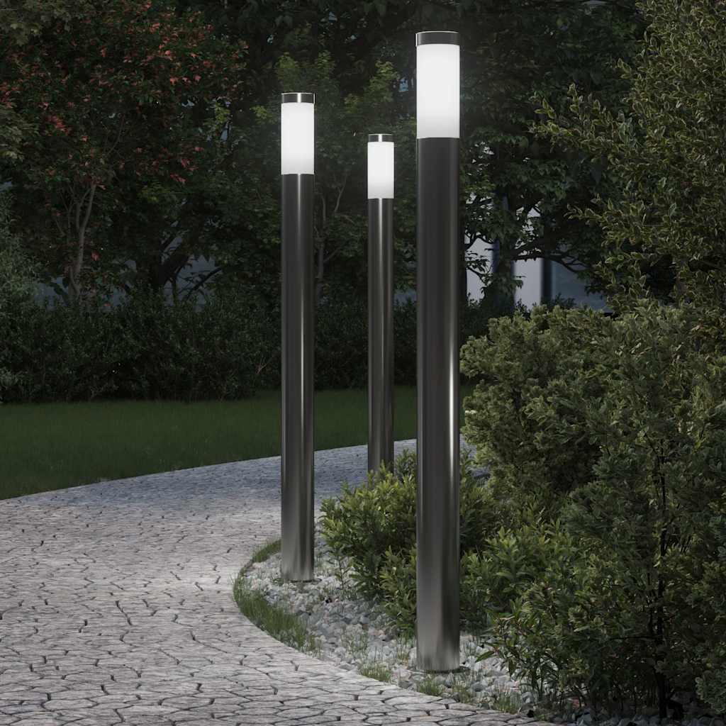 Lampioni a palo 3 pz 110 cm Acciaio Inox IP44 | homemem39