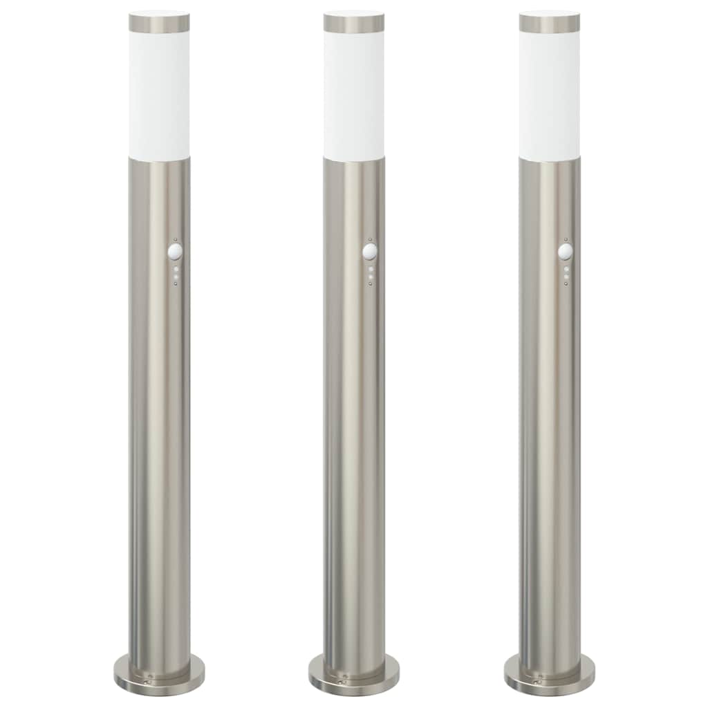 Lampioni a dissuasore con sensore 3 pz 80 cm Acciaio Inox IP44 | homemem39