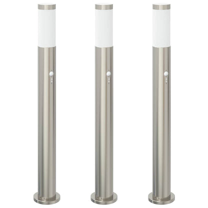Lampioni a dissuasore con sensore 3 pz 80 cm Acciaio Inox IP44 | homemem39